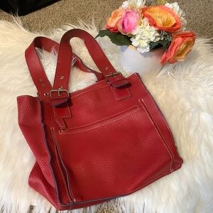 Red purse with magnetic closure